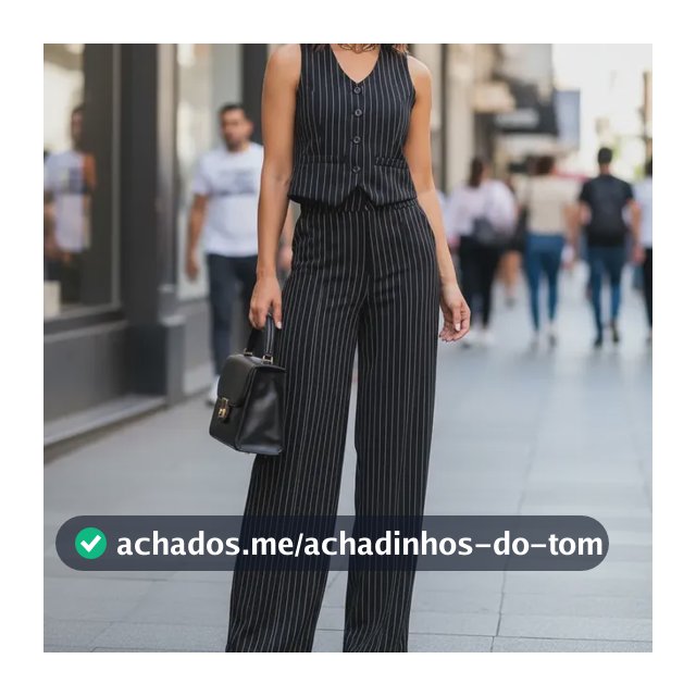 Conjunto Feminino Calça Pantalona E Colete Em Linho Social