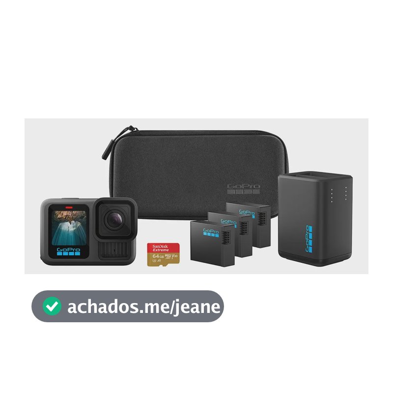 GoPro HERO13 Black Power Bundle - Kit com Câmera de Ação à Prova d'água 10m, 5.3K60, 27MP e Carregador duplo com Baterias, estojo e Cartão de Memória