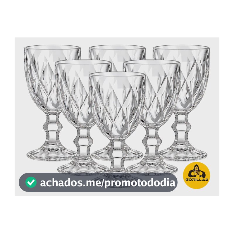 Jogo 6 Taças De Vidro 310ml Diamond Transparente P/ Suco Transparente