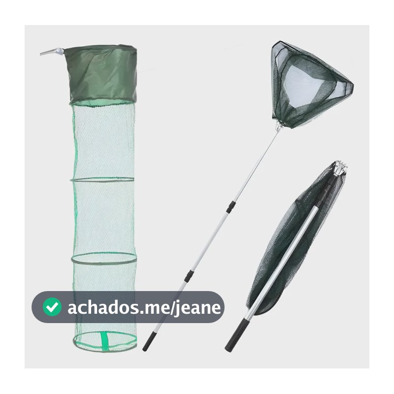 Kit Passaguá Retrátil 1,72 Telescópico + Samburá Cesto Peixe Verde