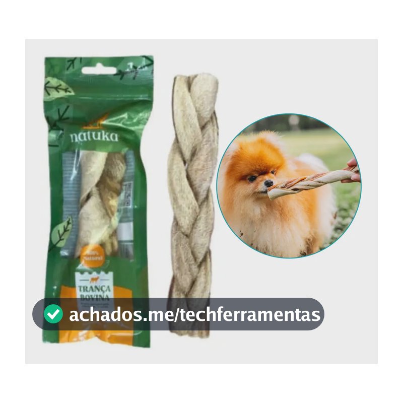 Trança Pele Bovina Natuka Mordedor Natural Para Cachorro Tamanho -p