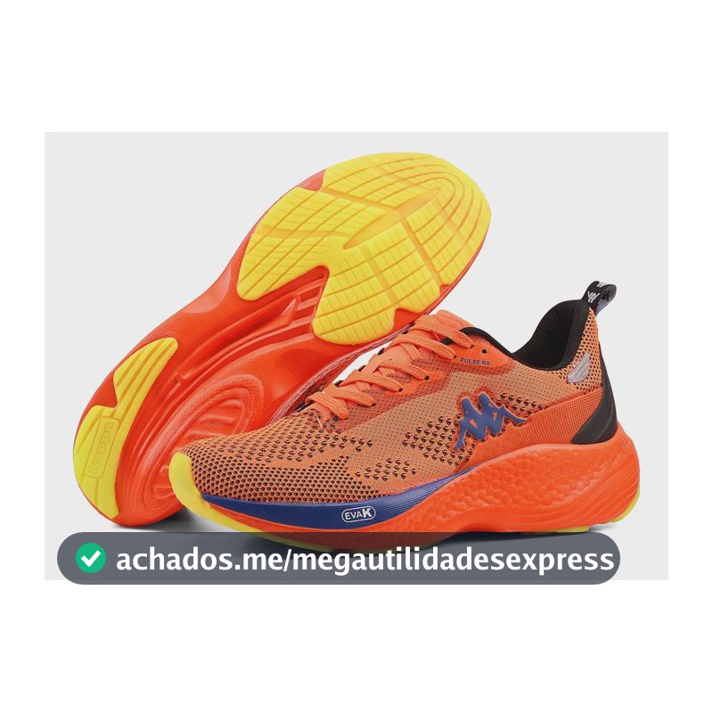 Tênis Kappa Pulse Rx Unissex Corrida Conforto Laranja-royal 42