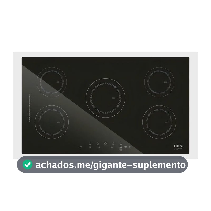 Cooktop de Indução Cinco Bocas EOS 90cm Preto 9500W ECI05EP