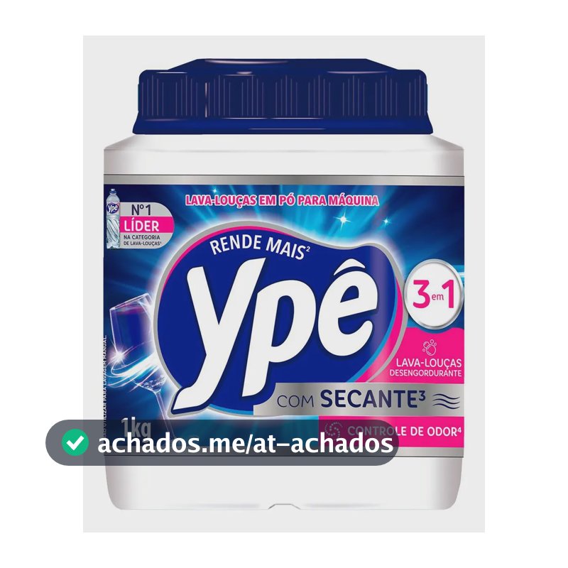 Detergente Lava Louças em Pó para Máquina Ypê 1Kg 3em1 Com Secante