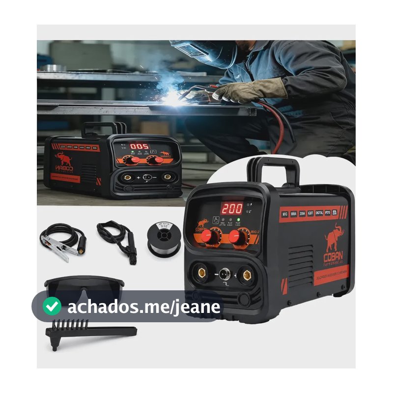 Máquina De Solda Mig 200a Bivolt Mma Vermelho Tig Lift Smart Preto 127/220v