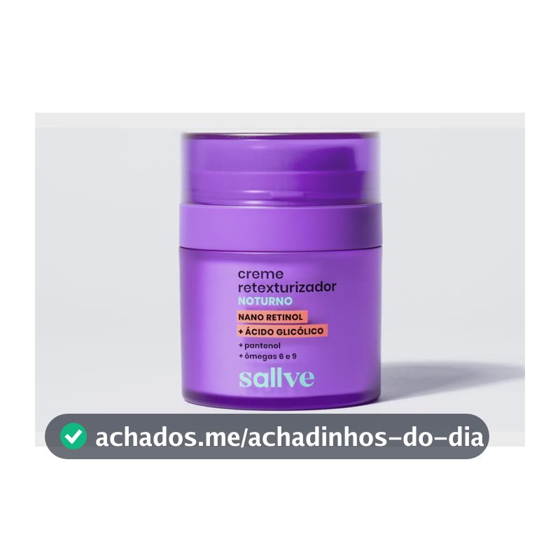 Cuidado Facial Creme Retexturizador Noturno 30g Sallve Noite
