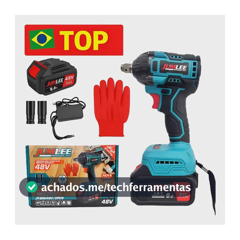 Chave De Impacto A Bateria 48v Bivolt Brushless Sem Fio Top1 Azul-celeste 127/220v 50hz/60hz