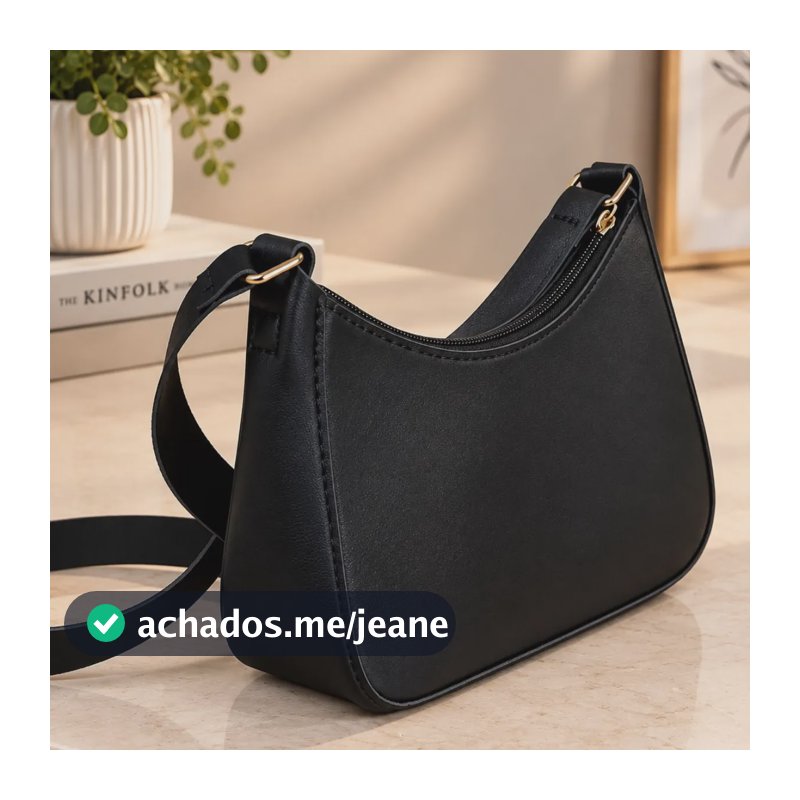 Bolsa Discreta Casual Feminina Preta Para Dia A Dia Trabalho Preto Lisa Ouro