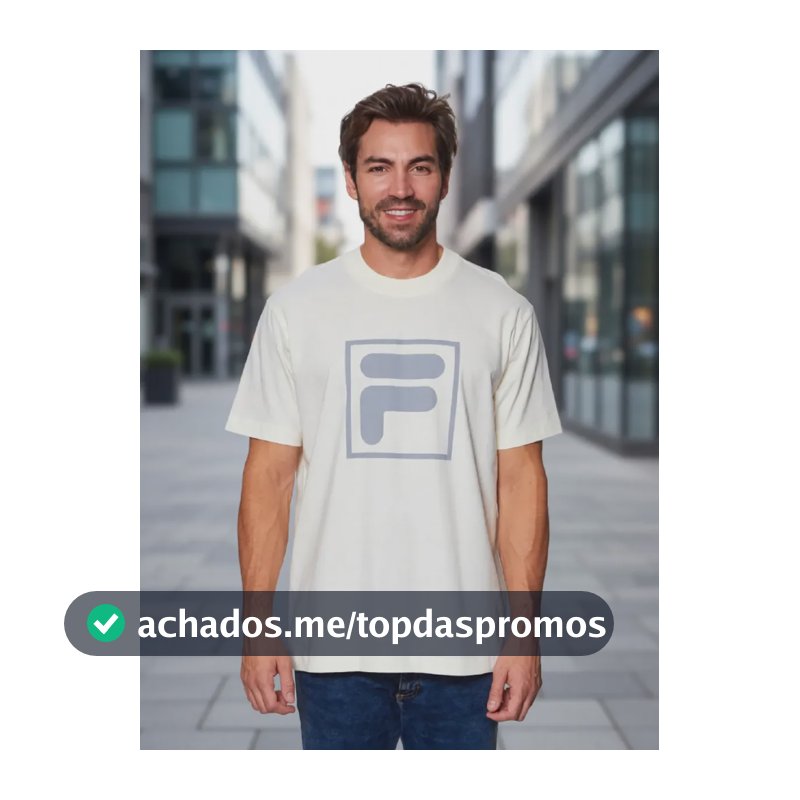 Camiseta Masculina Comfort F-box Union Classics Fila Off White Gardenia/cinza Medio Logomarca G Liso