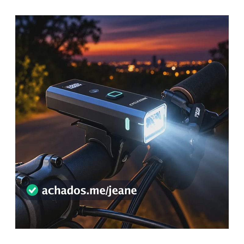 Farol Bike Led Potente Lanterna Recarregável Medidor Digital Preto