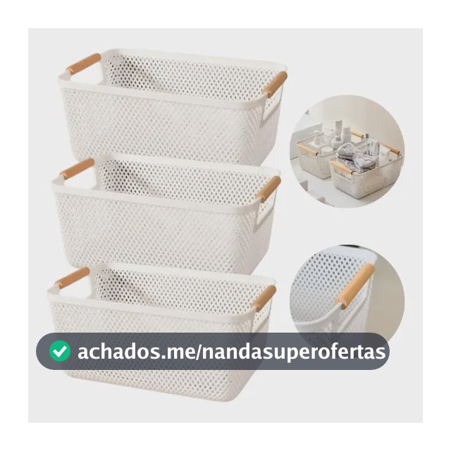 Kit 3 Cesto Organizador 27cm Multiuso Cozinha Lavanderia