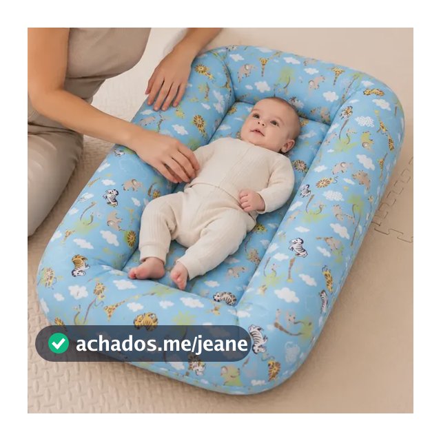 Ninho Casulinho Bebê Redutor De Berço Acolchoado Macio Safari Azul