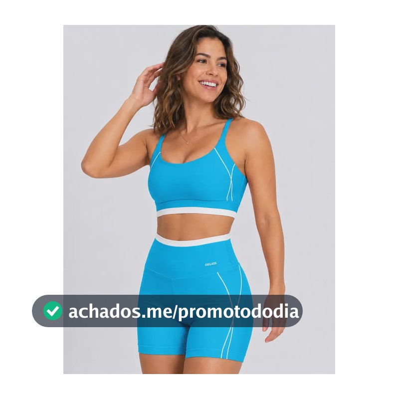Conjunto Feminino Academia Shorts E Top Alcinha Fitness Azul-turquesa Liso G