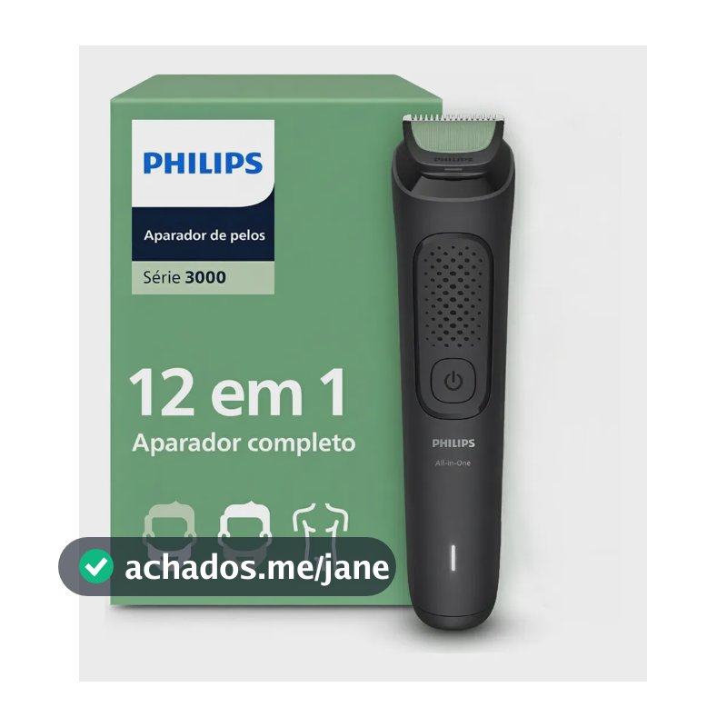 Philips Aparador e Barbeador Elétrico All-in-One Série 3000 12 em 1 12 acessórios para o visual completo | Lâminas com pontas arredondadas | 60 min sem fio | MG3921/15 MG3921/15
