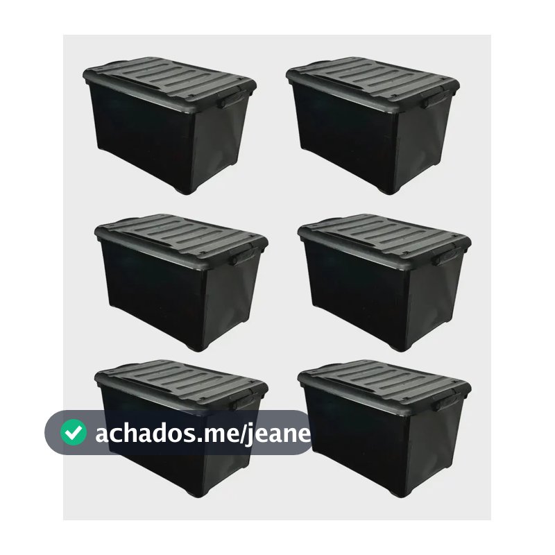 Kit Caixas Organizadoras 95l Com Rodinhas Empilhável Travas  Kit Com 6