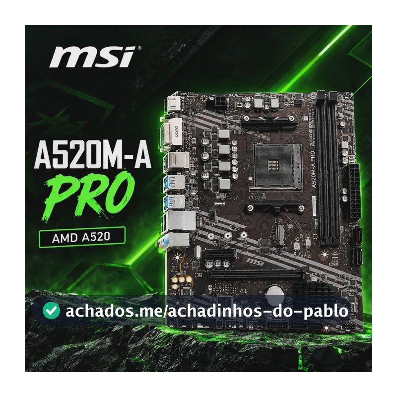 Placa-mãe Msi A520m-a Pro Am4 Matx Ddr4 Hdmi Dvi M.2