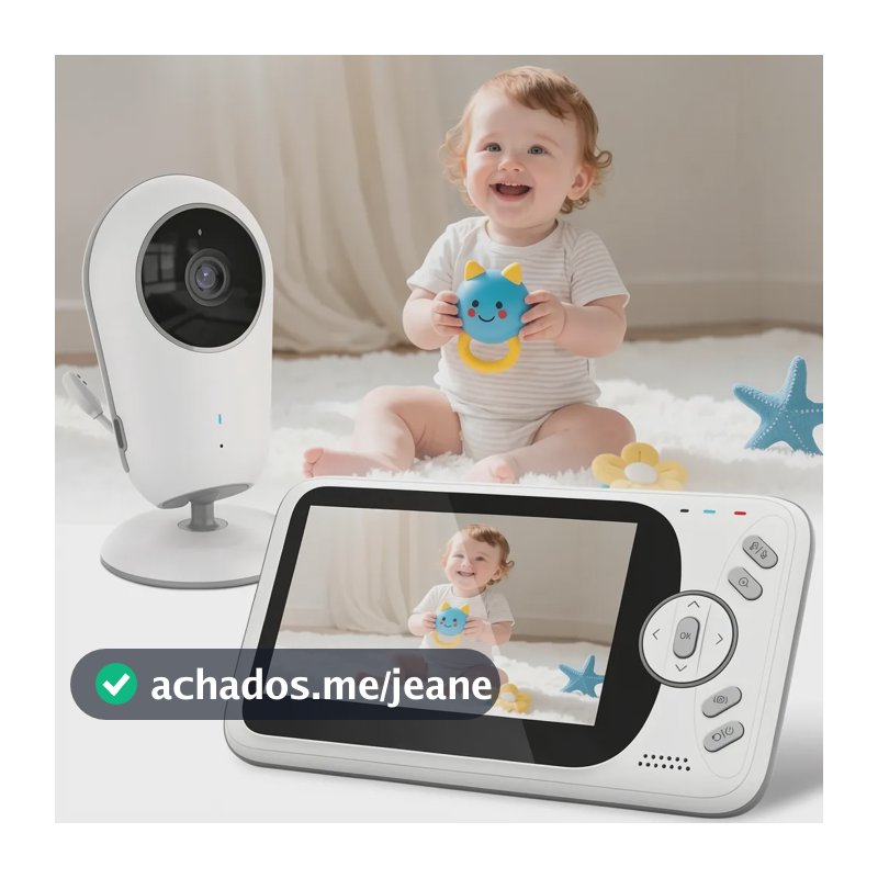 Babá Eletrônica Baby Monitor 4,3'' Lcd Tela S/fio Noturna 127/220v Branco