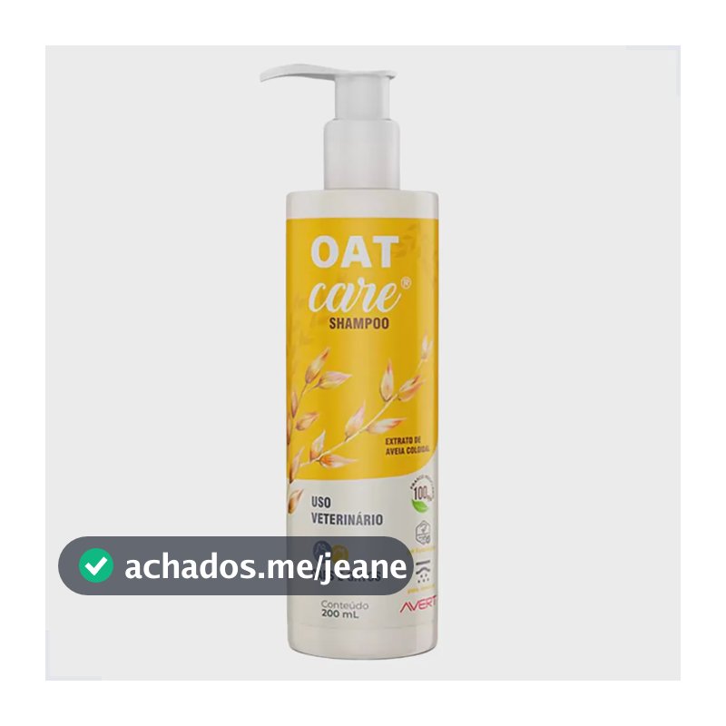 Shampoo Oat Care Avert 200ml Cães e Gatos Pele Sensível Extrato Aveia