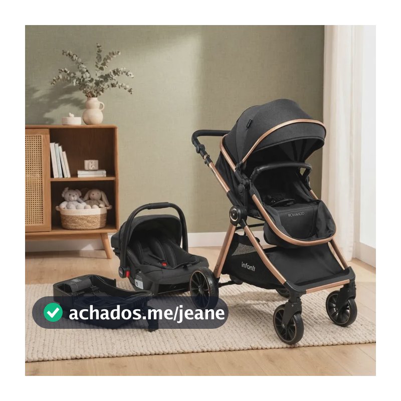 Carrinho de Bebê Infanti Romanzo Travel System Completo com Bebê Conforto e Base Isofix – Preto e Bronze