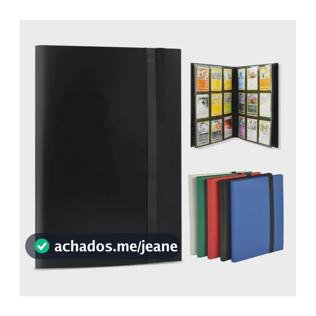 Fichário Álbum Para Cartas Pokémon 360 Slots Pasta Mgg Preto