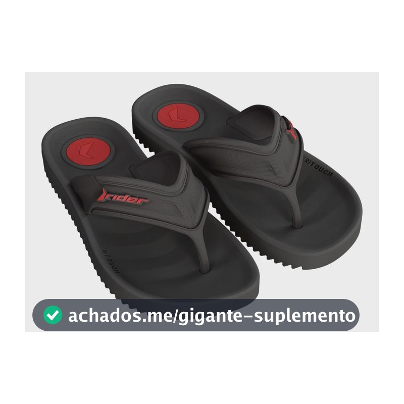 Chinelo Rider Trace Masculino 12608 Preto/preto/vermelho Liso 39.40