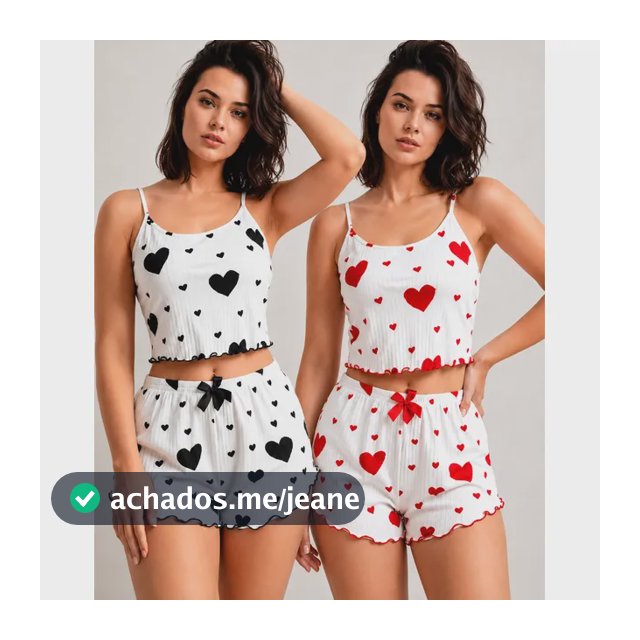 Kit C/2 Conjunto Pijama Baby Doll Blogueirinha Sexy Coração