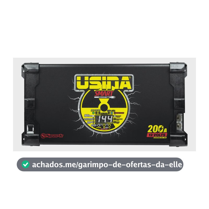 Fonte Automotiva Usina Smart Connect 200A 12V com Voltímetro Bivolt Preto