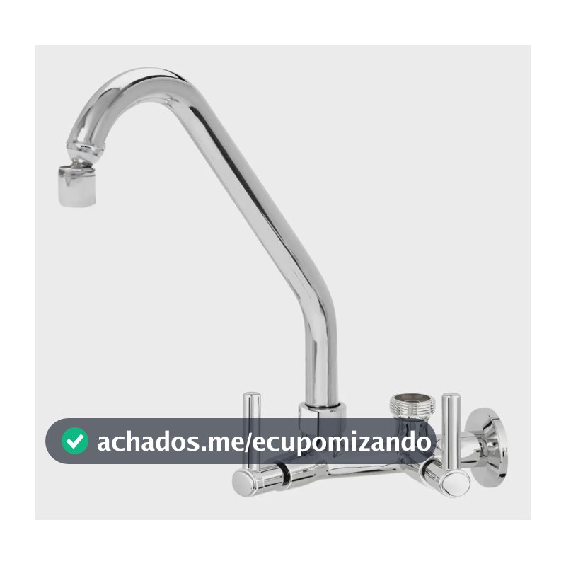 Torneira Bica Movel Parede Saída Maquina Lava Louça Roupa Prateado Brilhante