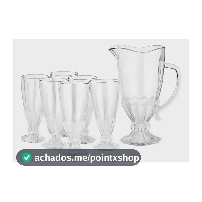 Kit Jogo Taças Vidro Plasvale Tropical Drink Jarra 1,1L