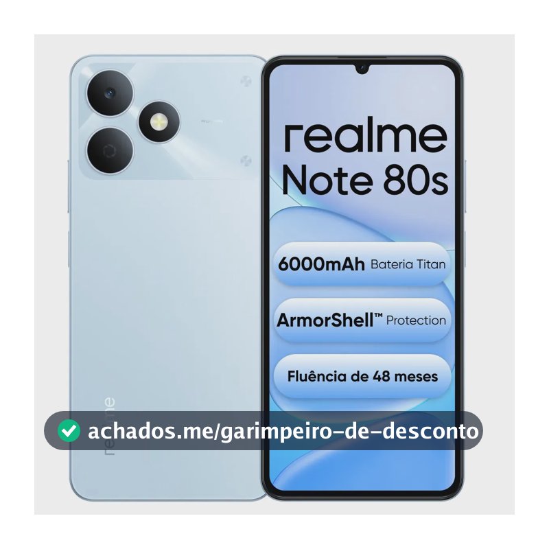 Celular Smartphone Realme Note 80s 128gb 4gb Ram Dual Sim Azul Bateria 6000mah Ultrafino 7,94 Mm Resistência À Poeira E Água Ip54