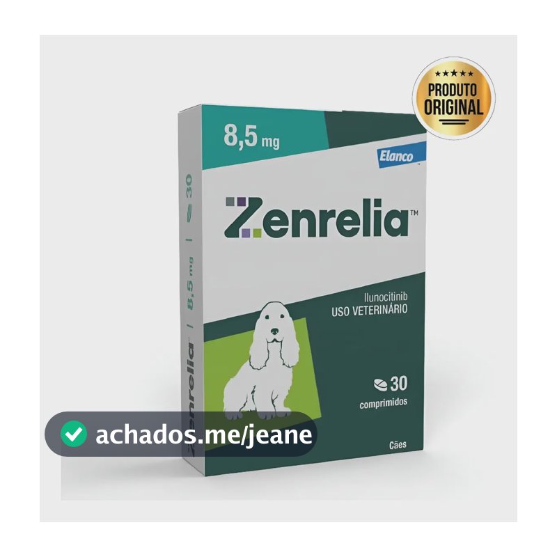 Zenrelia 8,5mg Anti-coceira Dermatite Cães Elanco Cx 30comp Verde-escuro