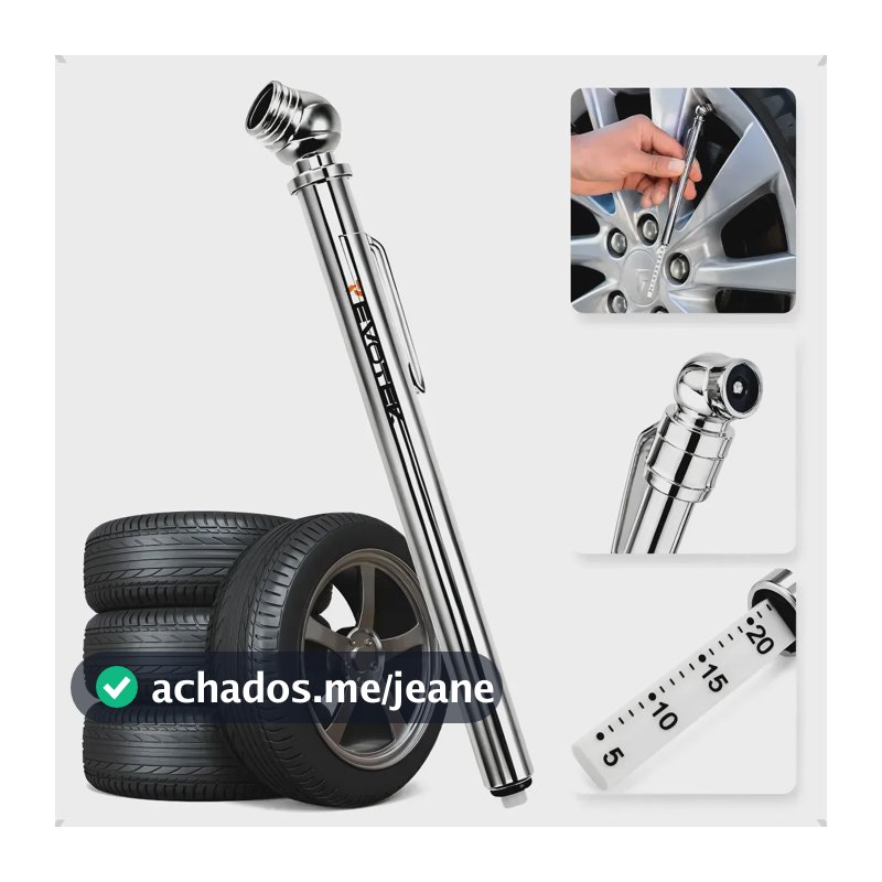 Calibrador Medidor Manual Pressão Tipo Caneta Calibragem De Pneu 50lbs