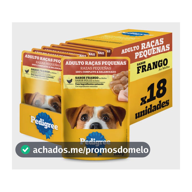 Kit Ração Úmida Pedigree Sachê Frango Cães Adultos 18 Un