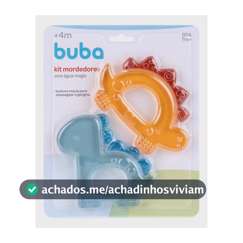 Kit 2 Mordedor Com Água Refrigerável Magic Buba Magic Dino Dinossauro