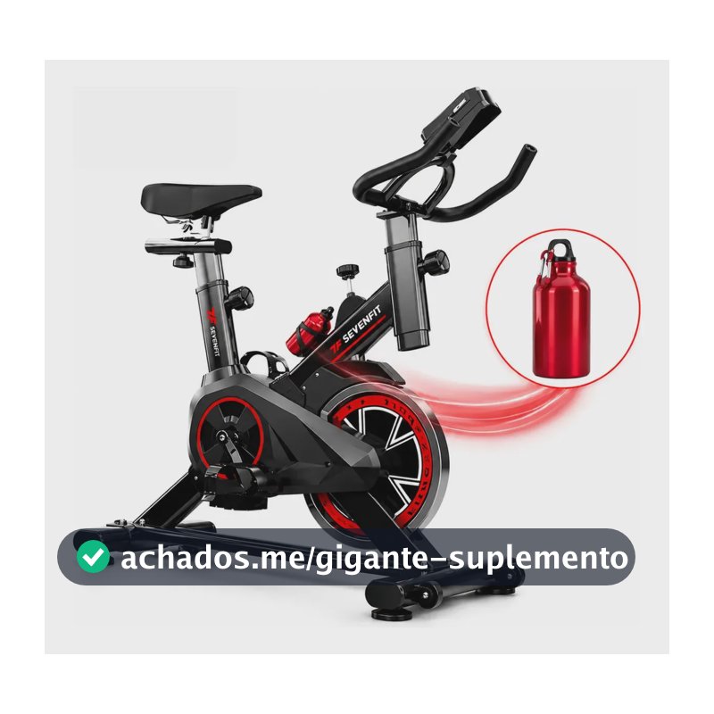 Bicicleta Ergométrica Fitness Para Cardio E Musculação Com Base Cor Preto E Vermelho Marca Sevenfit