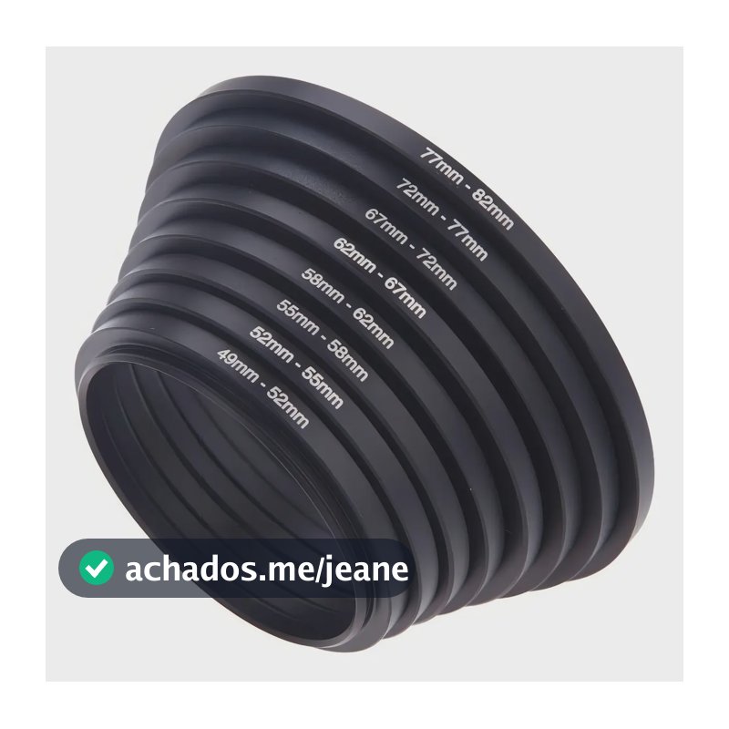 Kit 8 Anéis Adaptadores Step-Up Itape Imports Rosca Alumínio 49mm A 82mm