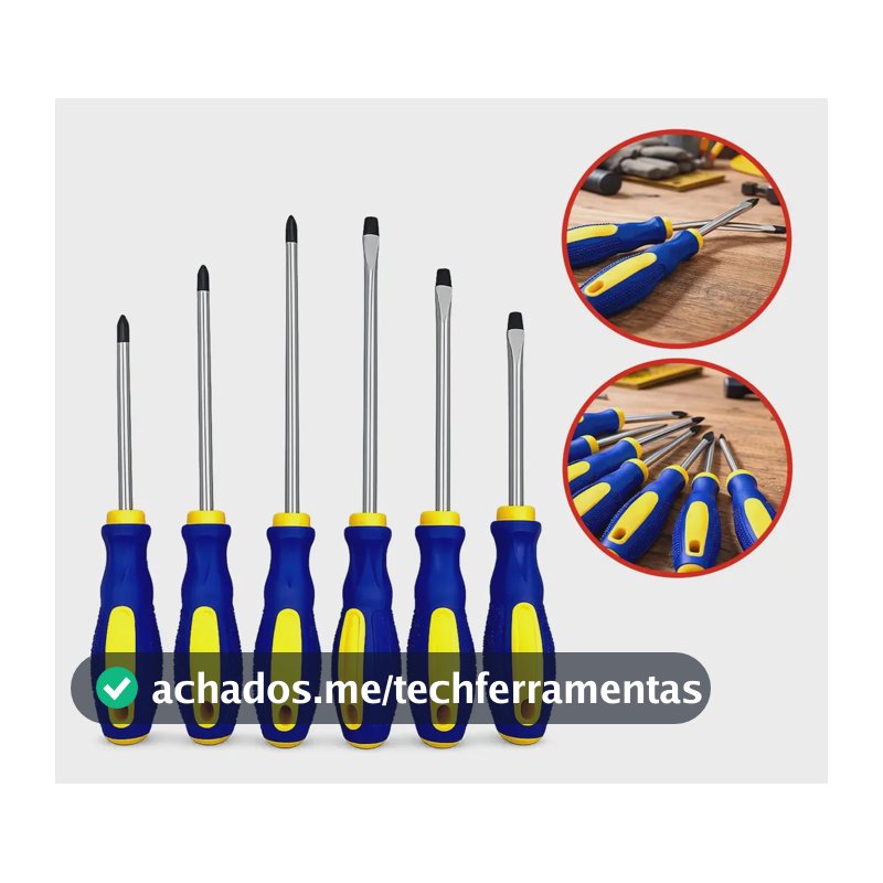 Kit De Jogo De Chave De Fenda E Philips 6 Peças Profissional