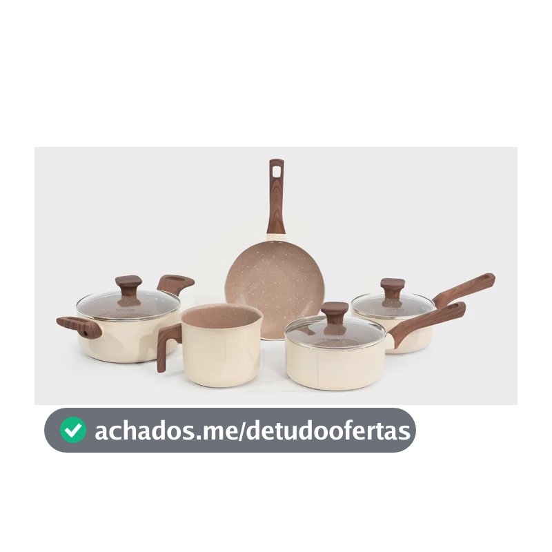 Jogo De Panelas Mimo Style Fundo Triplo Indução 5 Peças Cor Bege
