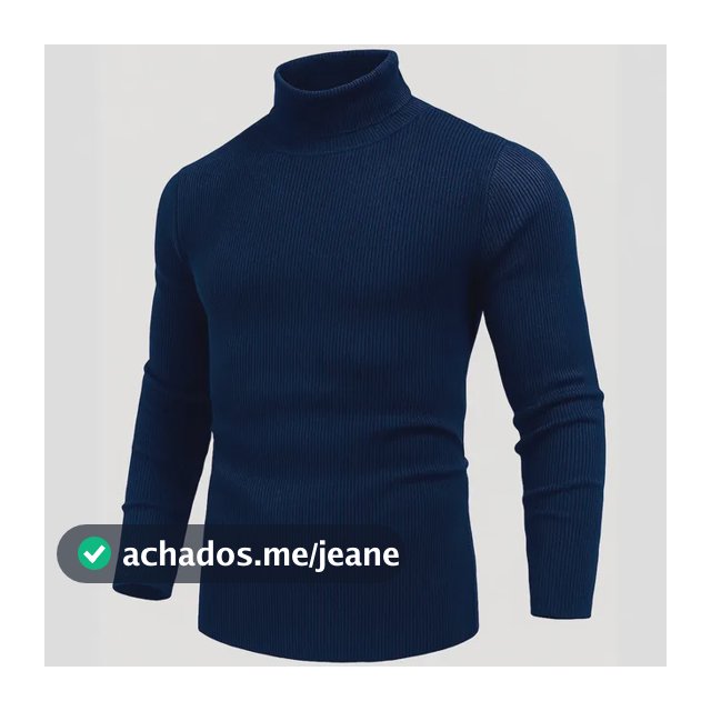 Cacharrel Blusa Masculina Canelada Manga Longa Gola Alta