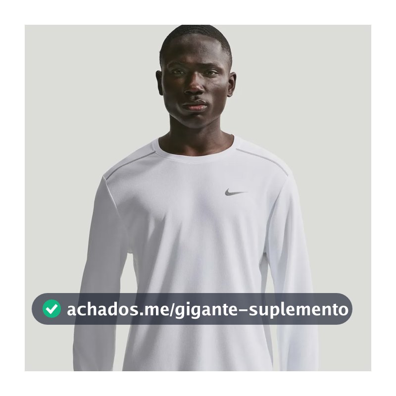 Camiseta Dri-fit Nike Manga Longa Uv Miler Masculina Branco G