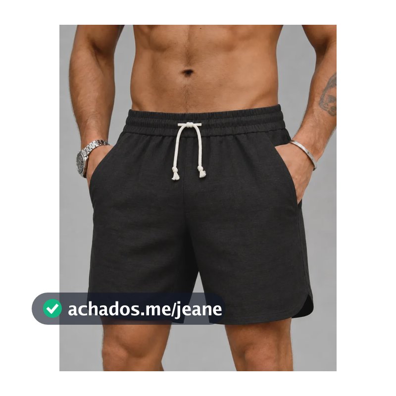Bermuda Short Linho Premium Masculino Mauricinho Moda Praia Short Preto G