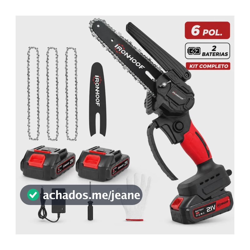 Mini Motosserra Elétrica 6 Polegadas Brushless 2 Bateria
