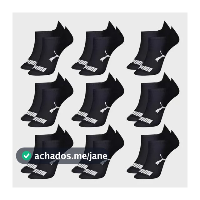 Kit 9 Pares Meias Puma Sapatilha Cano Baixo Algodão Original