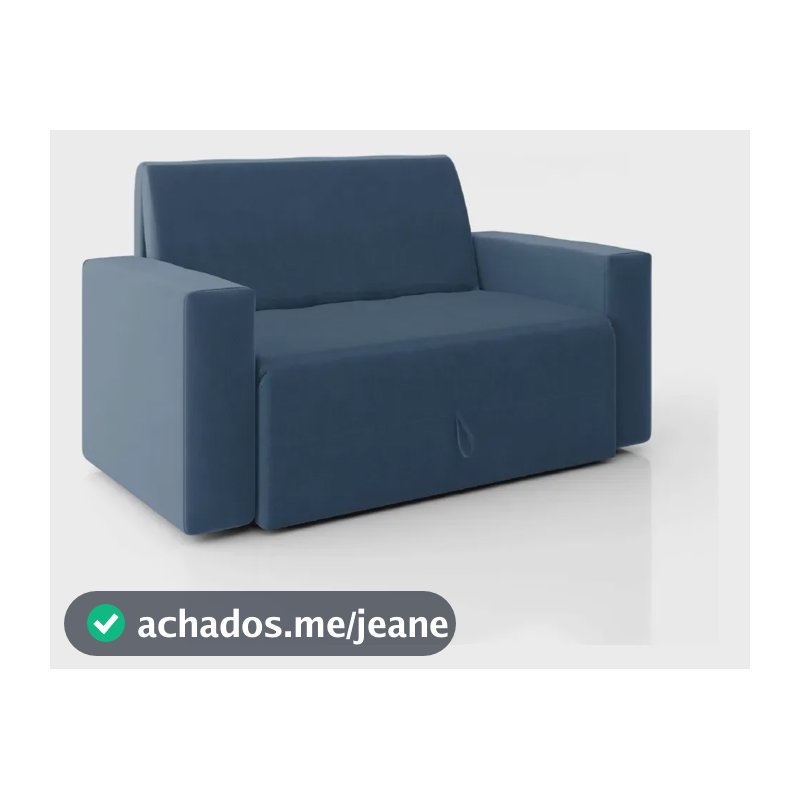 Sofá Cama 2 Lugares Pratik 5000 Mamflex Azul Suede