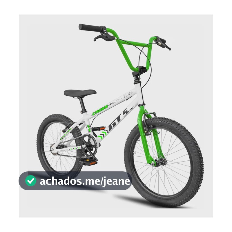 Bicicleta Aro 20 BMX aero cross infantil GT Sprint Cross R20 Freio V-Brake Branco e Verde