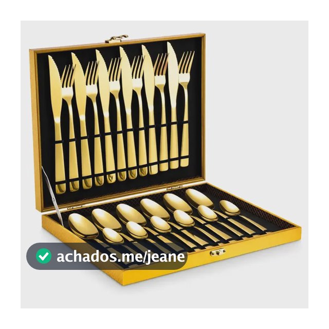 Eps-158 Kit Faqueiro Dourado Luxo Jogo Talheres Inox 24pçs + Maleta Sem Estampa Dourado Liso