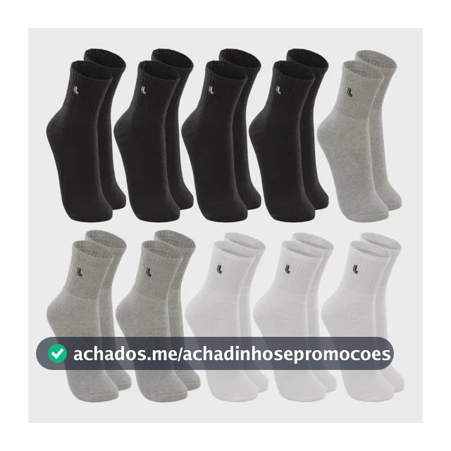 Kit 10 Pares Meias Lupo Cano Médio Alto Academia Original