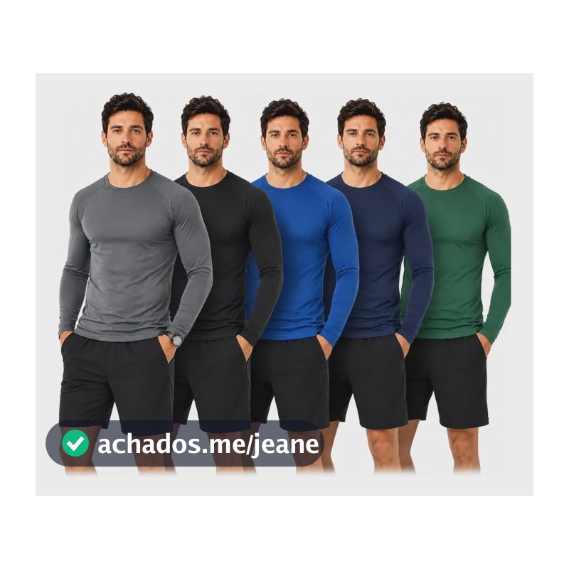 Kit 5 Camisetas Uv Térmica Segunda Pele Proteção Solar Plus Cores Sortidas G