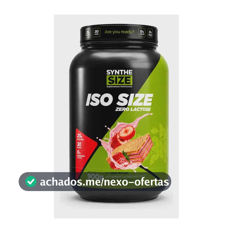 Iso Size Zero Lactose 900g Whey Isolado - Synthesize Sabor Wafer Morango