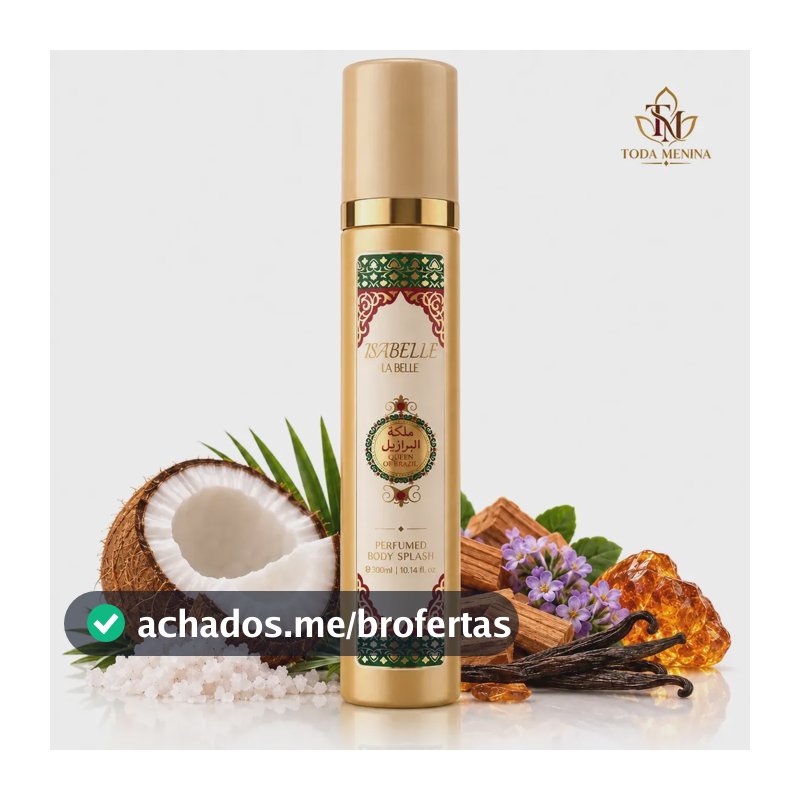 Body Splash Perfume em Spray QUEEN OF BRAZIL 300ml Feminino - Isabelle La Belle Arabe Alta fixação